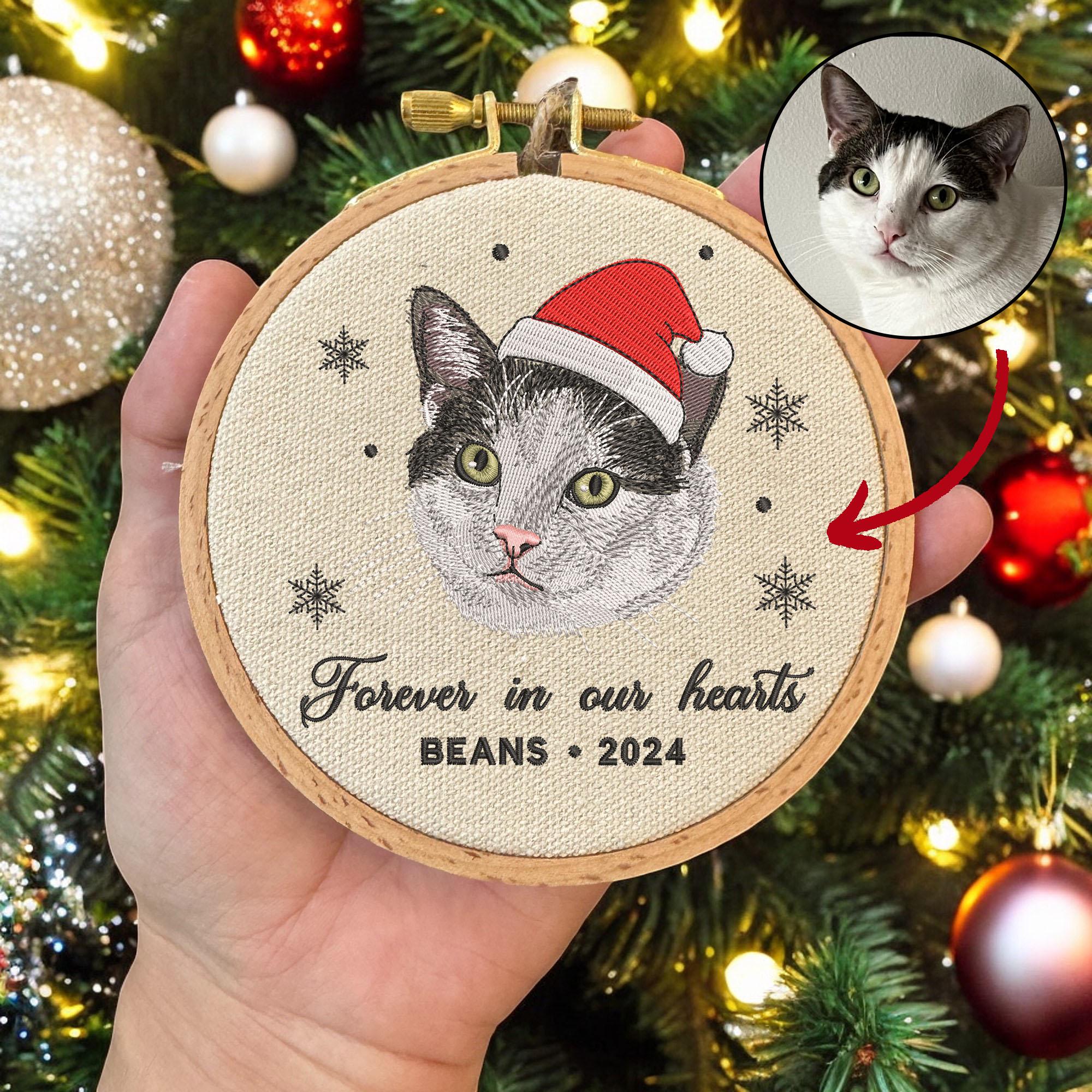 Personalized Pet Christmas Ornament, Custom Embroidered Dog Christmas Ornament 