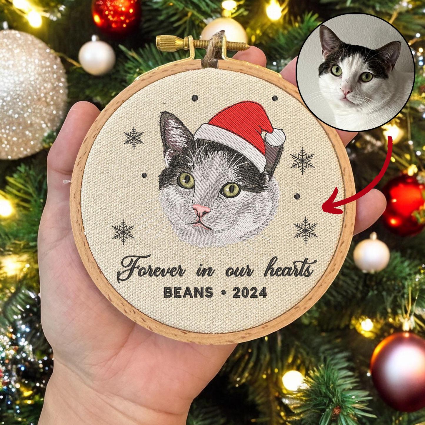 Personalized Pet Christmas Ornament, Custom Embroidered Dog Christmas Ornament 