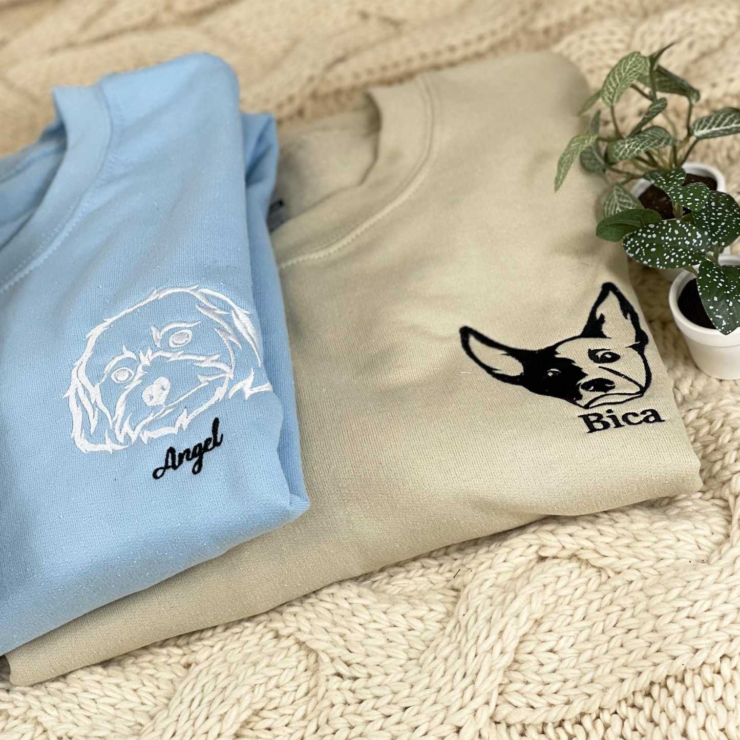 Embroidered Pet Face&Name Sweatshirts - Custom Embroidered Pet Sweatshirts 