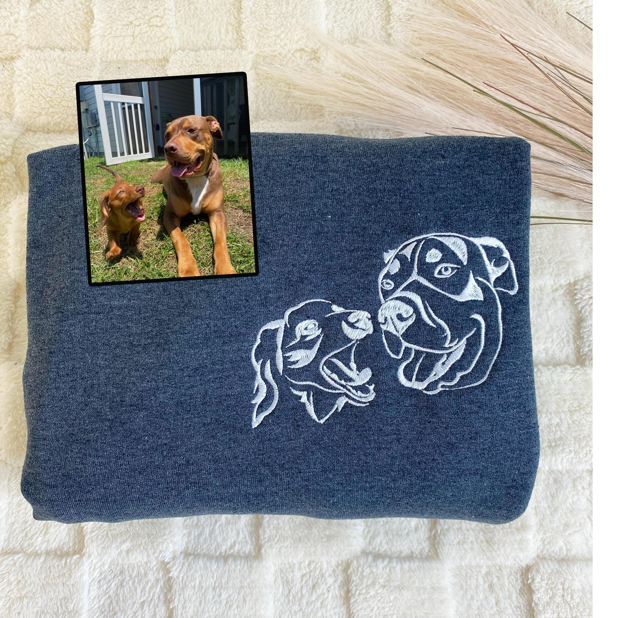 Embroidered Pet Face&Name Sweatshirts - Custom Embroidered Pet Sweatshirts 