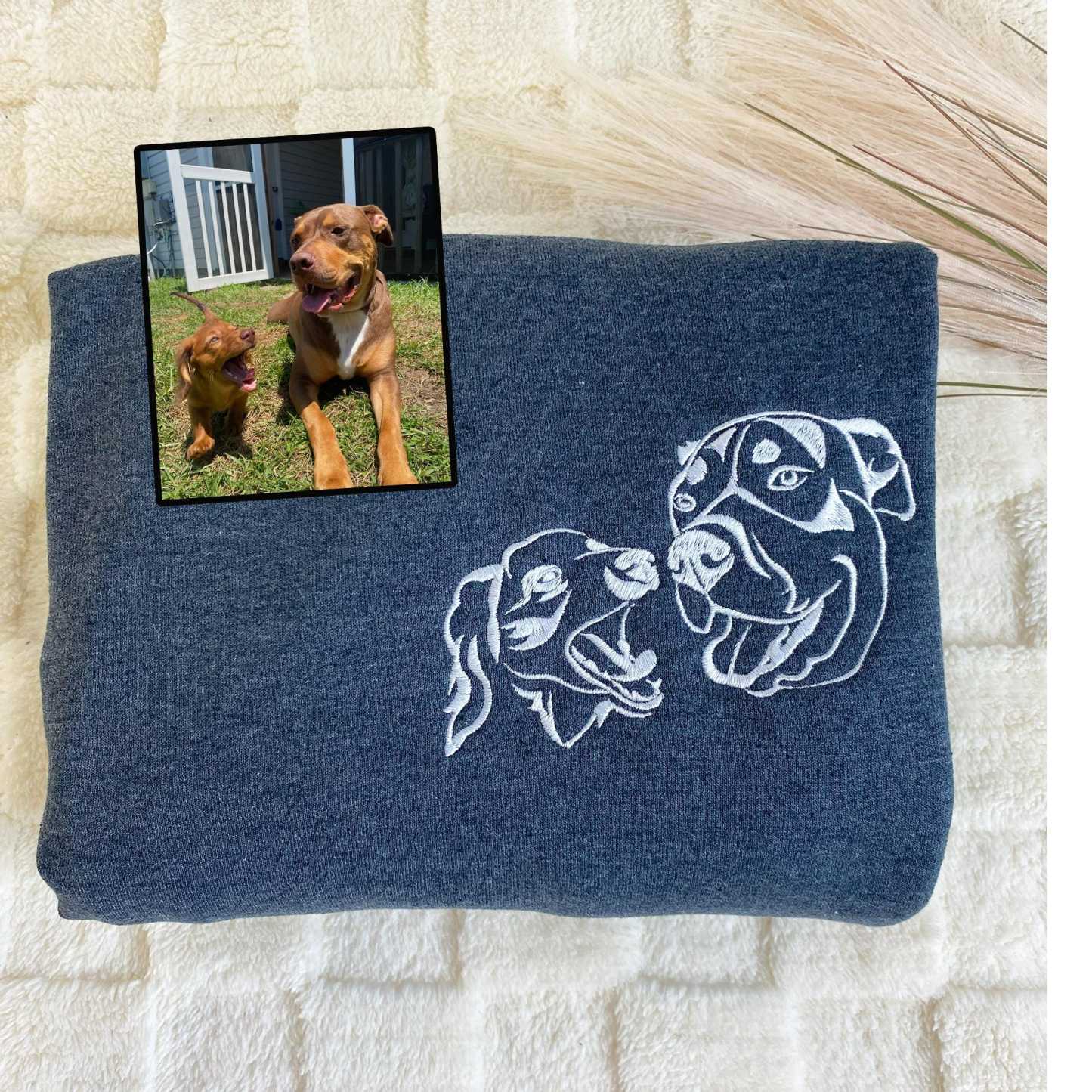 Embroidered Pet Face&Name Sweatshirts - Custom Embroidered Pet Sweatshirts 