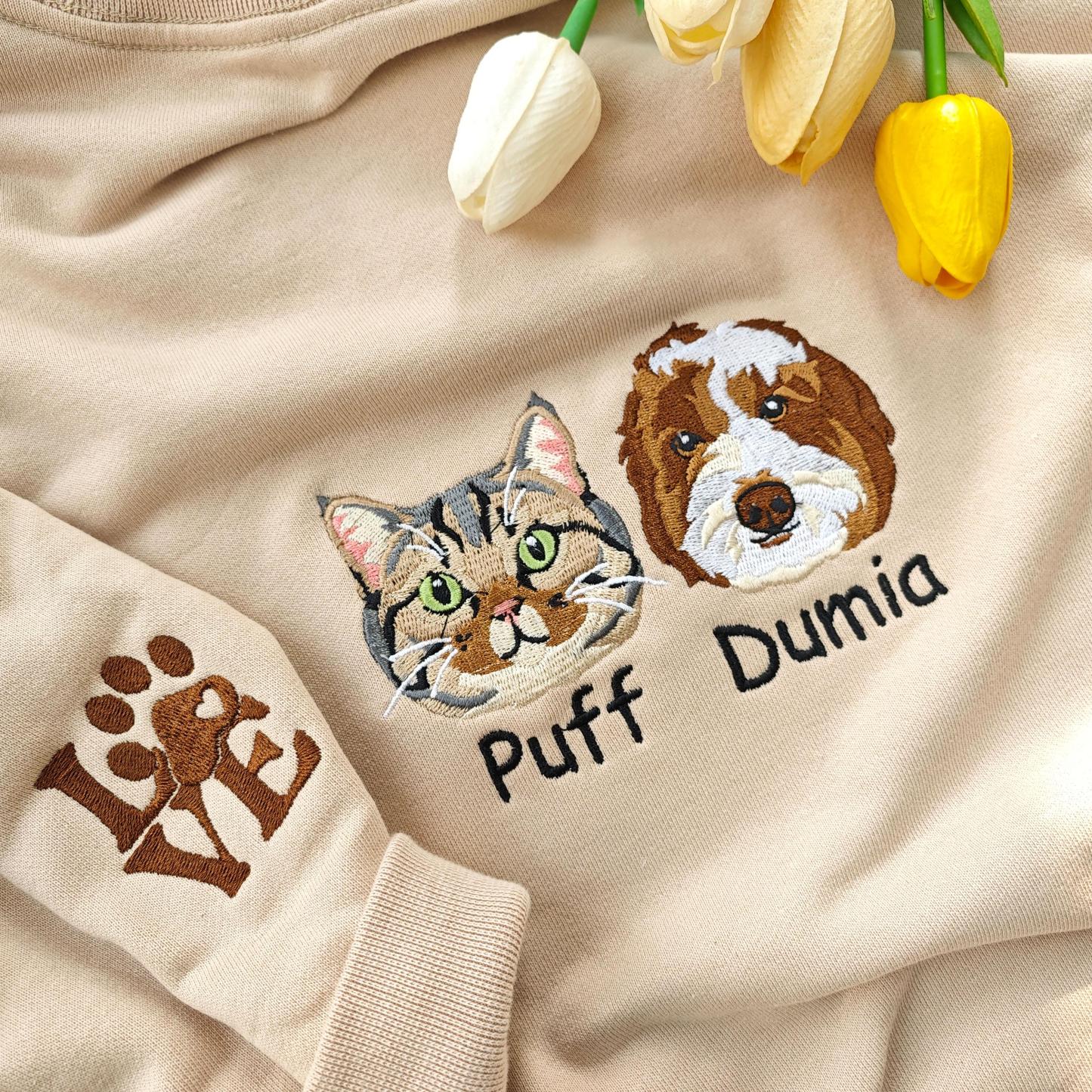 Custom Pet Embroidered Sweatshirt,Custom Dog Embroidered Hoodie