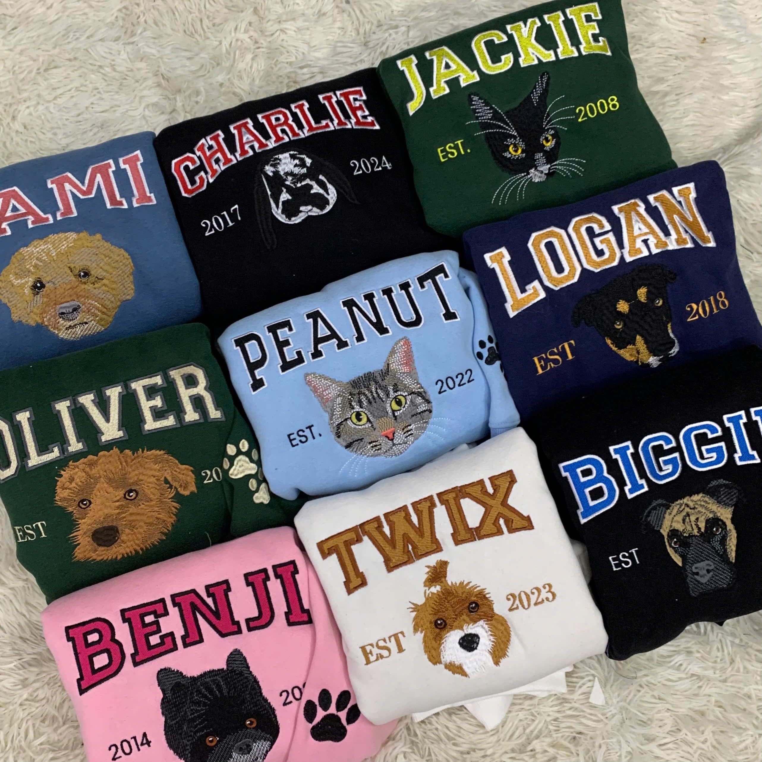 Personalized Dog Sweatshirt, Custom Dog Embroidered Sweatshirt, Custom Cat Hoodie, Embroidered Dog Hoodie, Unique Gifts for Pet Loss