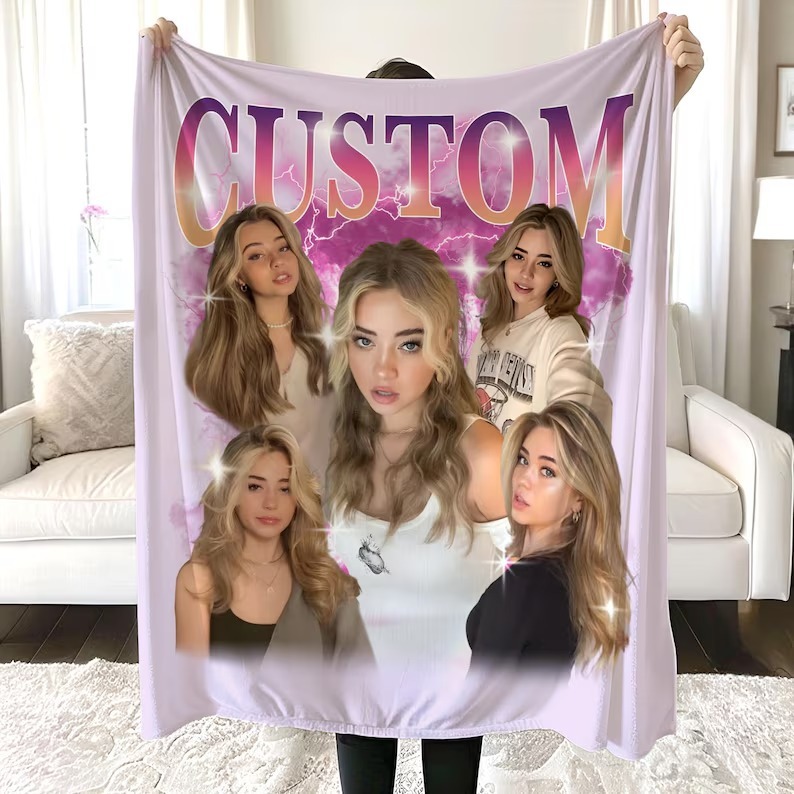 Custom Vintage Photo Blanket for Couples