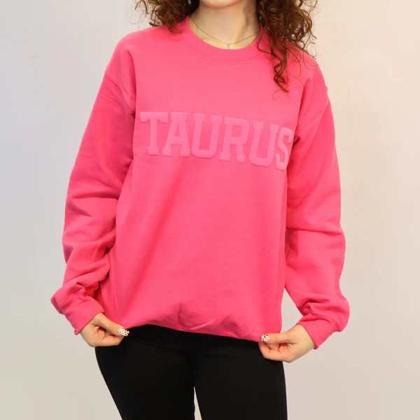 ♉Custom Zodiac Puff Print Crewneck-Taurus Sweatshirt