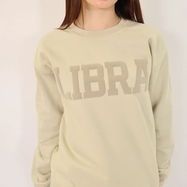 ♎Custom Zodiac Puff Print Crewneck-Libra Sweatshirt
