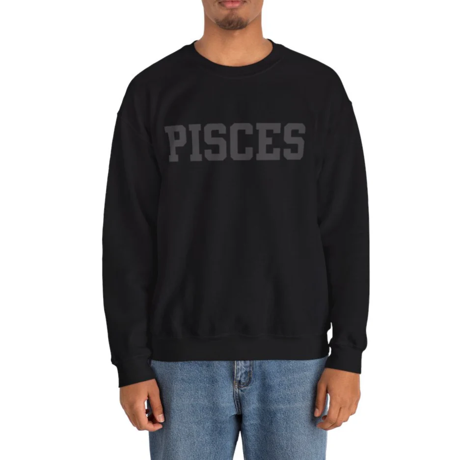 ♓Custom Zodiac Puff Print Crewneck-Pisces Sweatshirt