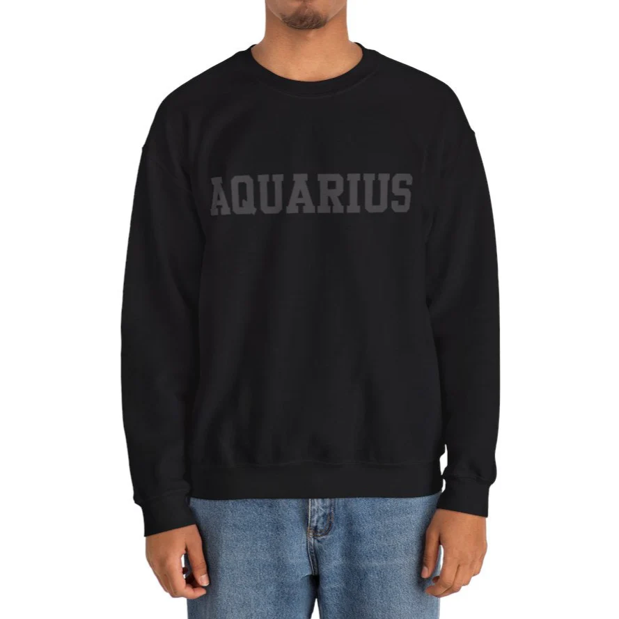♒Custom Zodiac Puff Print Crewneck-Aquarius Sweatshirt