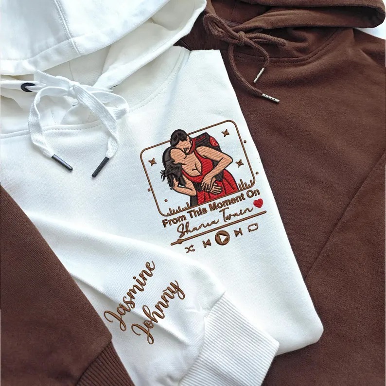 Custom Couple Embroidered Sweatshirt Custom Portrait Love Song from Photo Hoodie