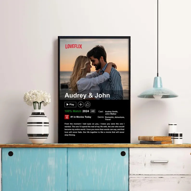 Custom Couples Netflix Movie Poster Personalized Photo Couple Frame