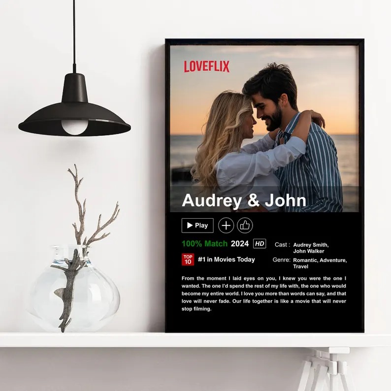 Custom Couples Netflix Movie Poster Personalized Photo Couple Frame