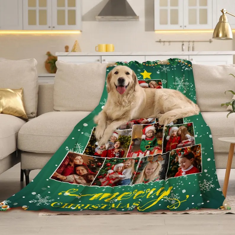 Christmas Tree Blanket Photo Collage Blanket Picture Gifts for Friends and Family Merry Christmas Blanket