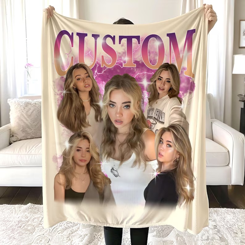 Custom Vintage Photo Blanket for Couples