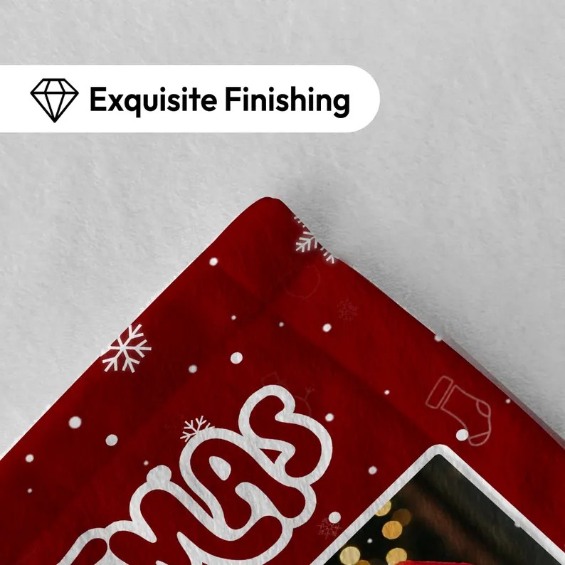 Custom Photo Blanket Personalized Text Christmas Blanket Gifts