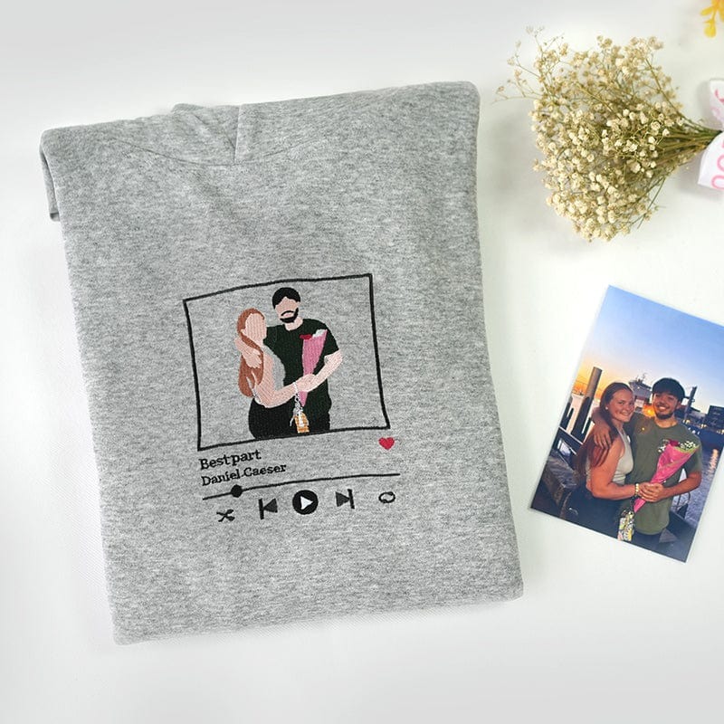 Custom Embroidered Song Album Cover Sweatshirt Custom Couple Embroidered Portrait from Photo Sweatshirt