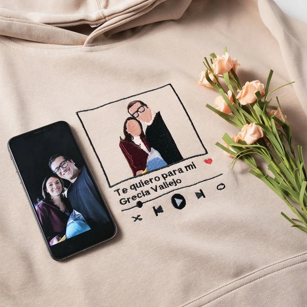 Custom Embroidered Song Album Cover Sweatshirt Custom Couple Embroidered Portrait from Photo Sweatshirt