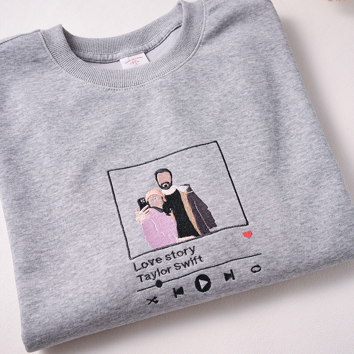 Custom Embroidered Song Album Cover Sweatshirt Custom Couple Embroidered Portrait from Photo Sweatshirt