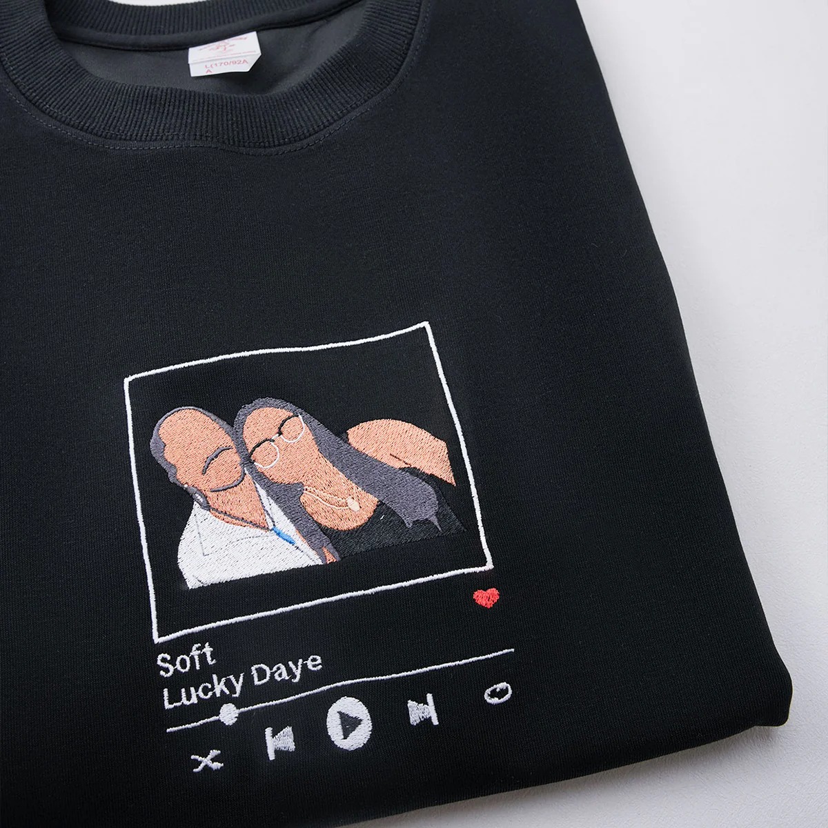 Custom Embroidered Song Album Cover Sweatshirt Custom Couple Embroidered Portrait from Photo Sweatshirt