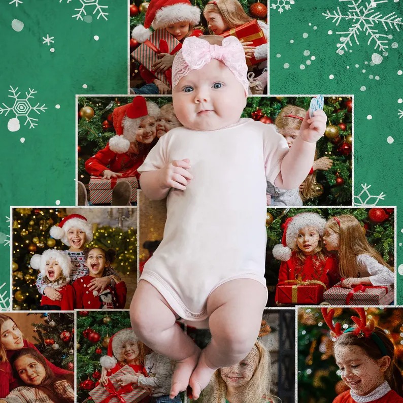 Christmas Tree Blanket Photo Collage Blanket Picture Gifts for Friends and Family Merry Christmas Blanket