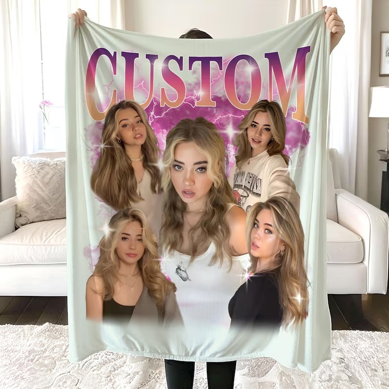 Custom Vintage Photo Blanket for Couples