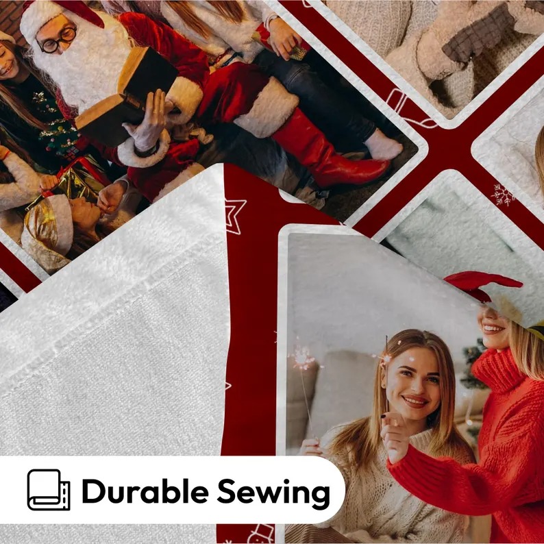 Custom Photo Blanket Personalized Text Christmas Blanket Gifts