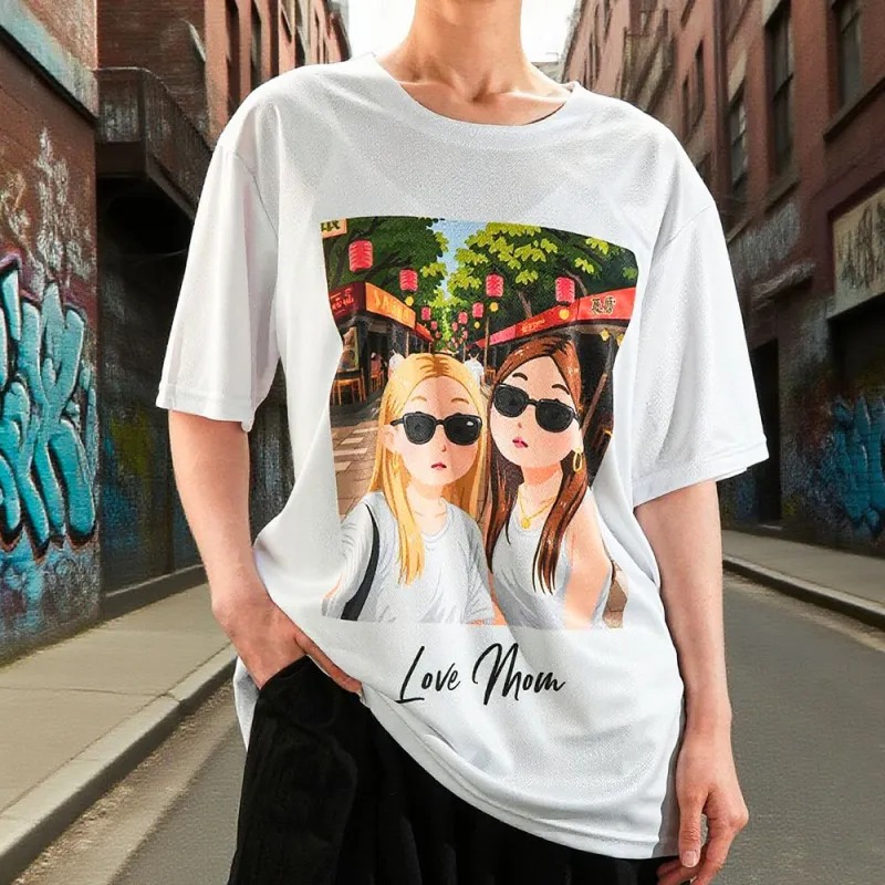 Custom Cartoon Style Photo T-Shirt Personalized Anime Portrait Tshirt with Custom Text Gift for Couple for Family  for Friend