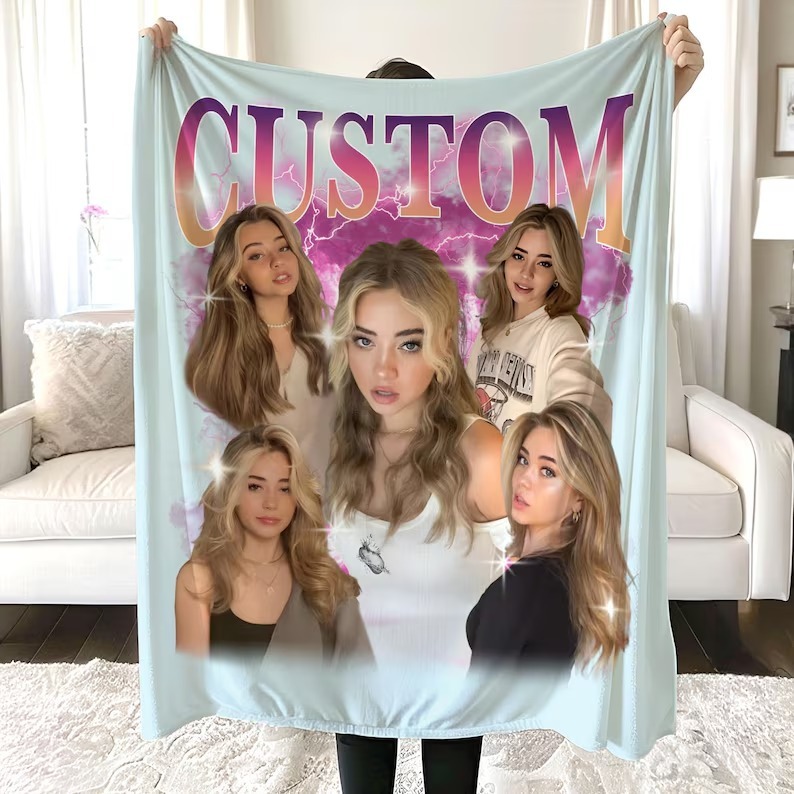 Custom Vintage Photo Blanket for Couples