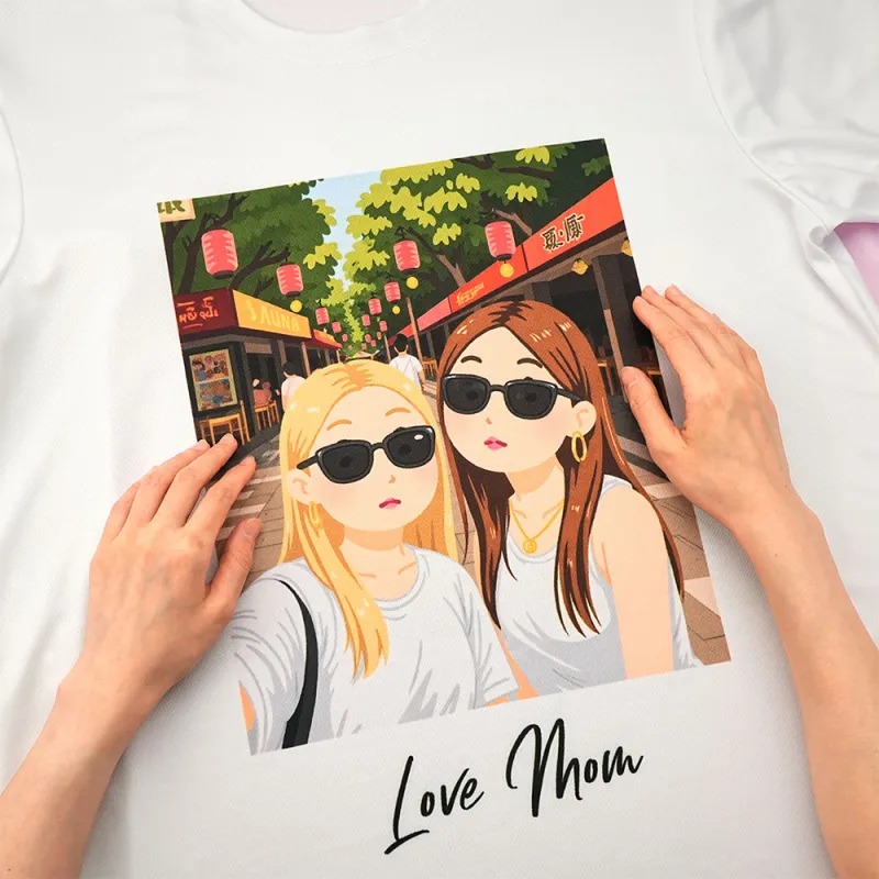 Custom Cartoon Style Photo T-Shirt Personalized Anime Portrait Tshirt with Custom Text Gift for Couple for Family  for Friend