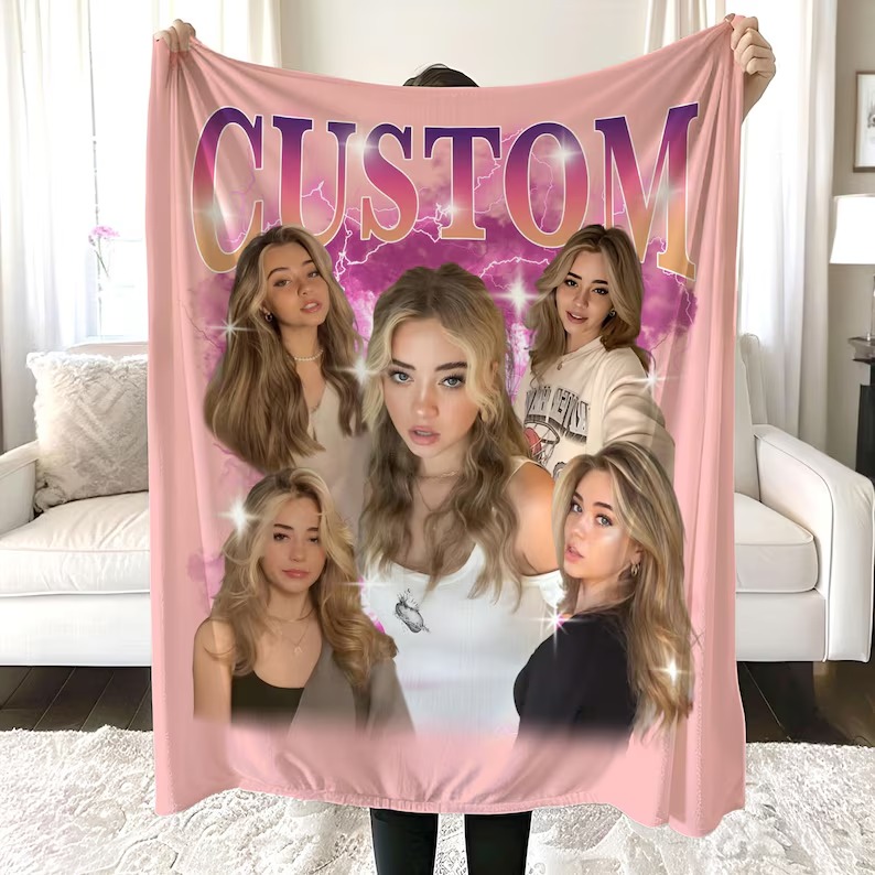 Custom Vintage Photo Blanket for Couples