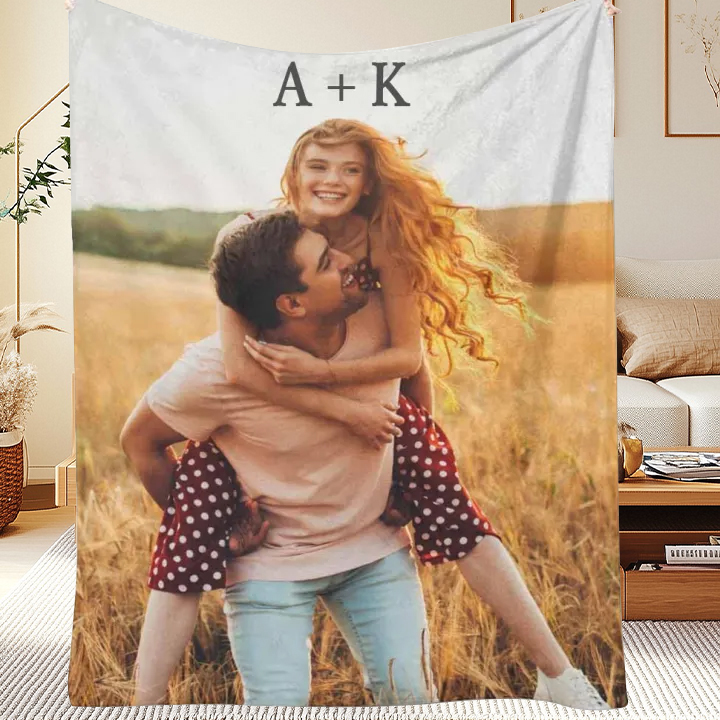 Custom Pictures Blanket Personalized 1 Photo Throw Blanket with Name Text 