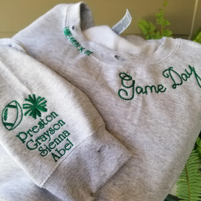 Custom Game Day Embroidered Sweatshirt | Football Mom Sweatshirt | Gifts For Women