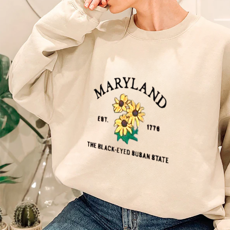 CUSTOM EMBROIDERED MARYLAND FLOWER SWEATSHIRT