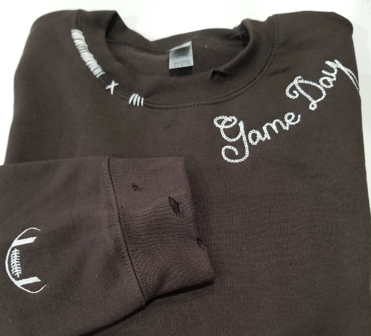 Custom Game Day Embroidered Sweatshirt | Football Mom Sweatshirt | Gifts For Women