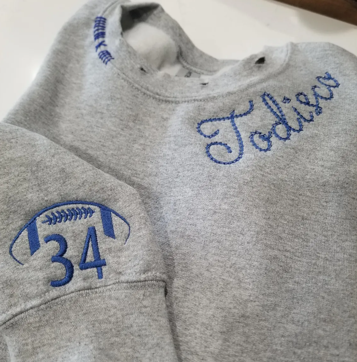 Custom Game Day Embroidered Sweatshirt | Football Mom Sweatshirt | Gifts For Women