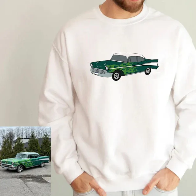 Personalized Car Embroidered Hoodie from Your Photo