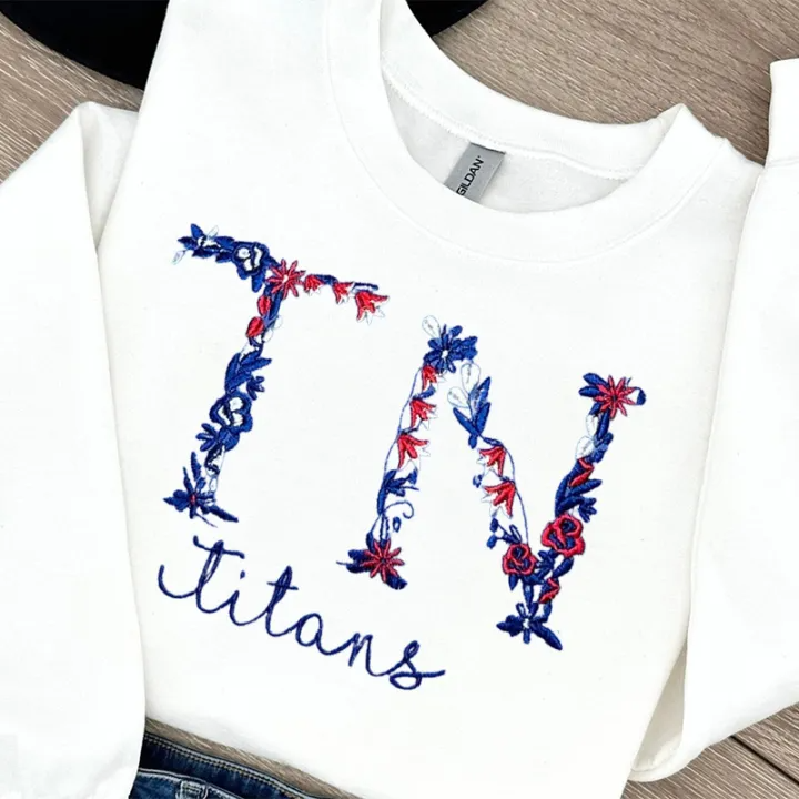 Floral Letter Embroidered Crewneck Sweatshirt || Flower Letter College Hoodie || University Spirit Wear