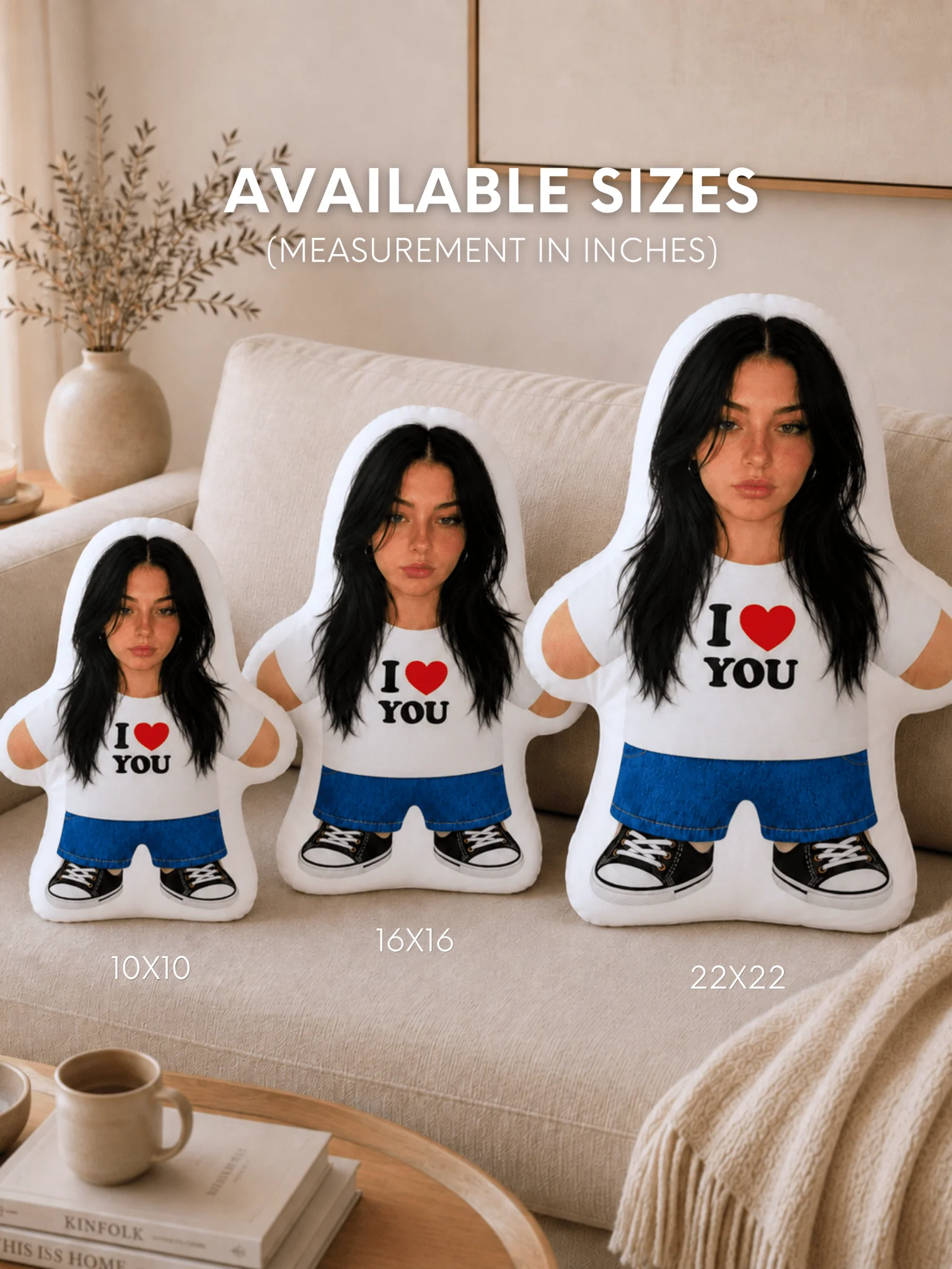 Custom Photo Body Pillow, Personalized Human-Shaped Cushion with "I Love You" Print 