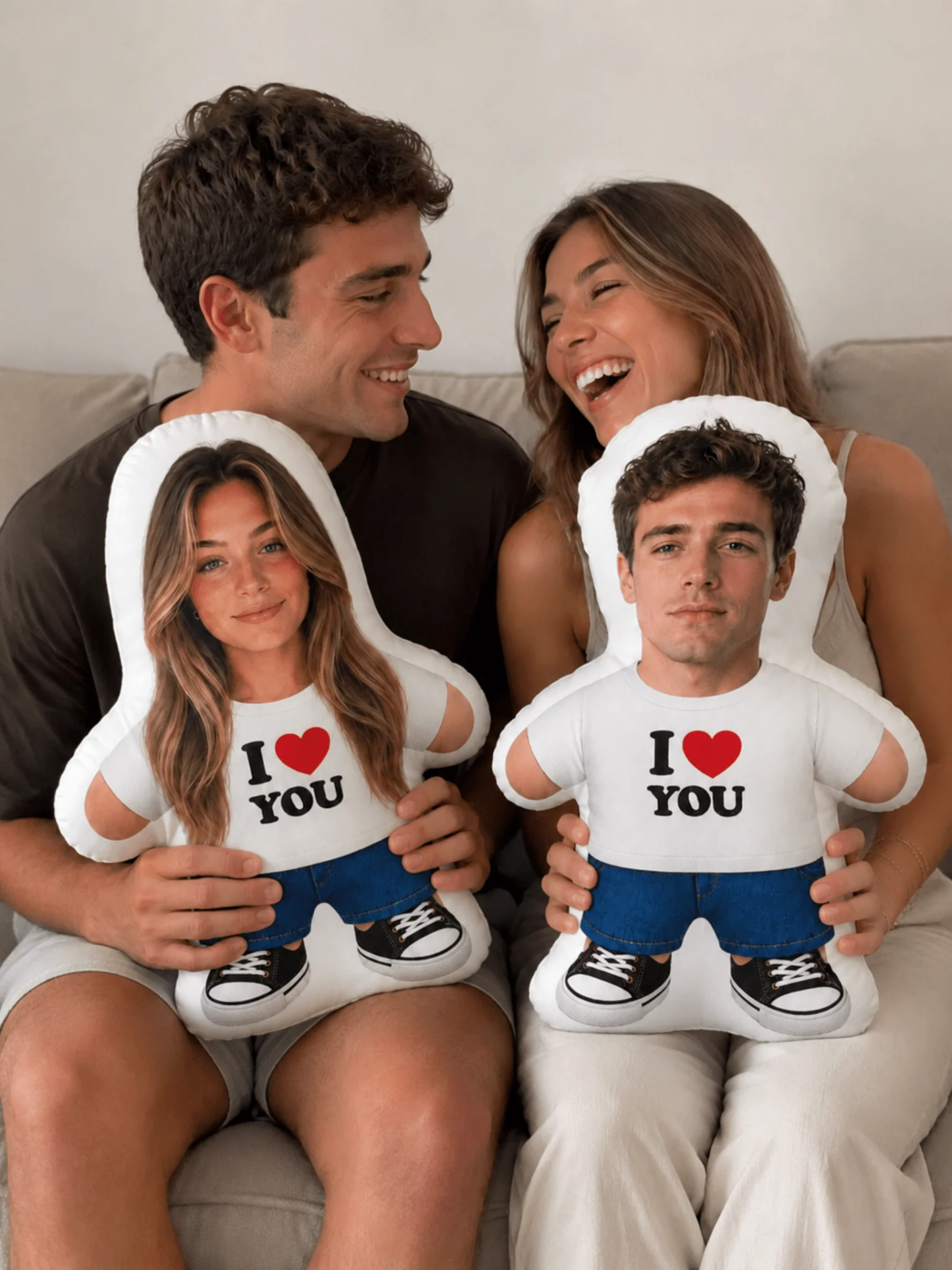 Custom Photo Body Pillow, Personalized Human-Shaped Cushion with "I Love You" Print 