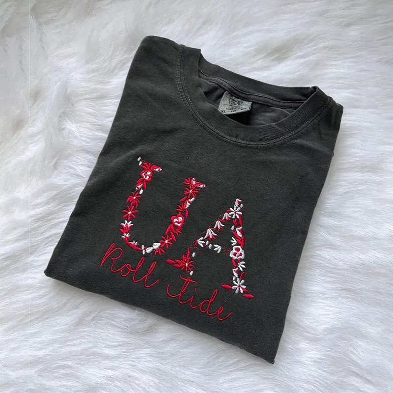 Floral Letter Embroidered Crewneck Sweatshirt || Flower Letter College Hoodie || University Spirit Wear