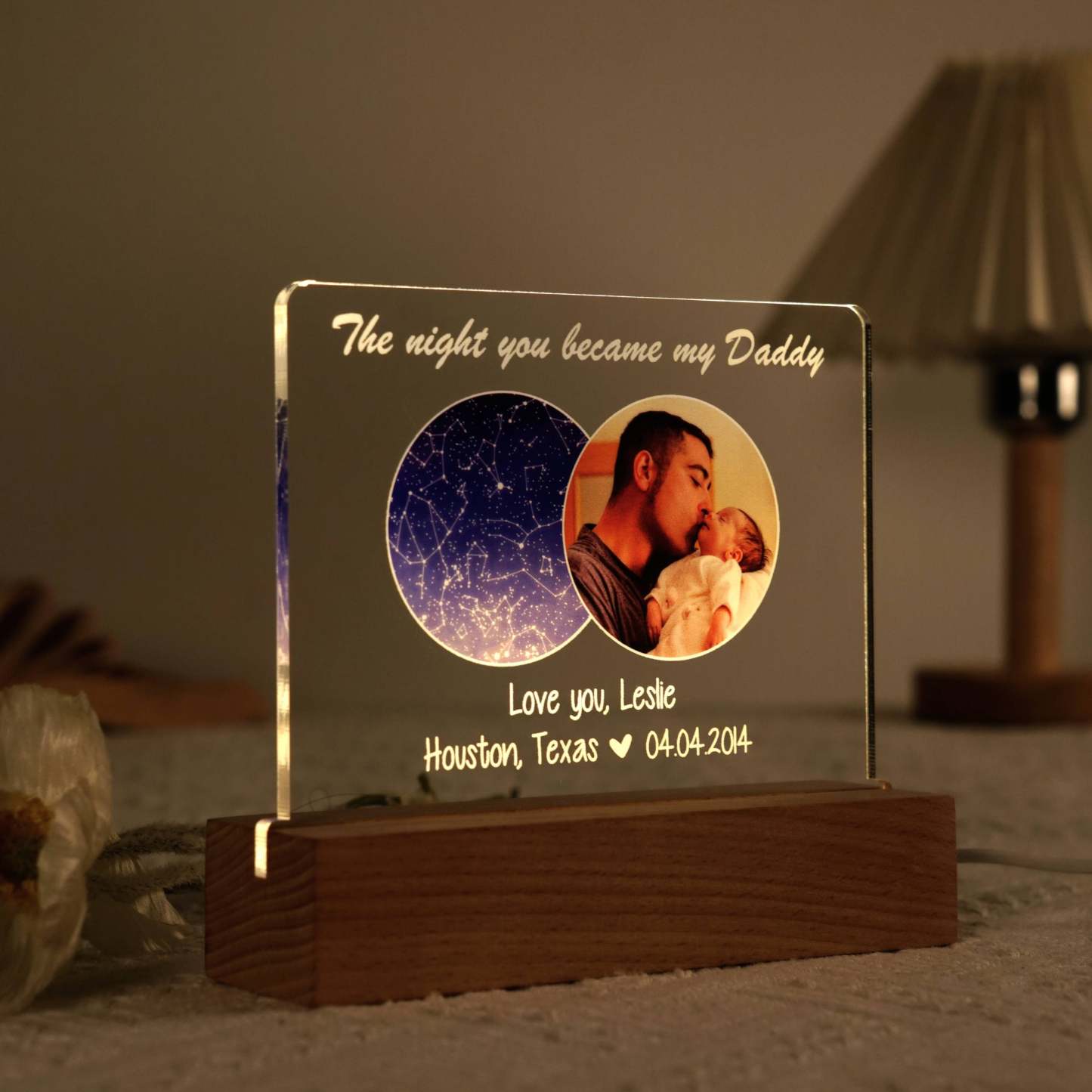 The Night You Became My Daddy Star Map Personalized Photo 7-Color LED Night Light