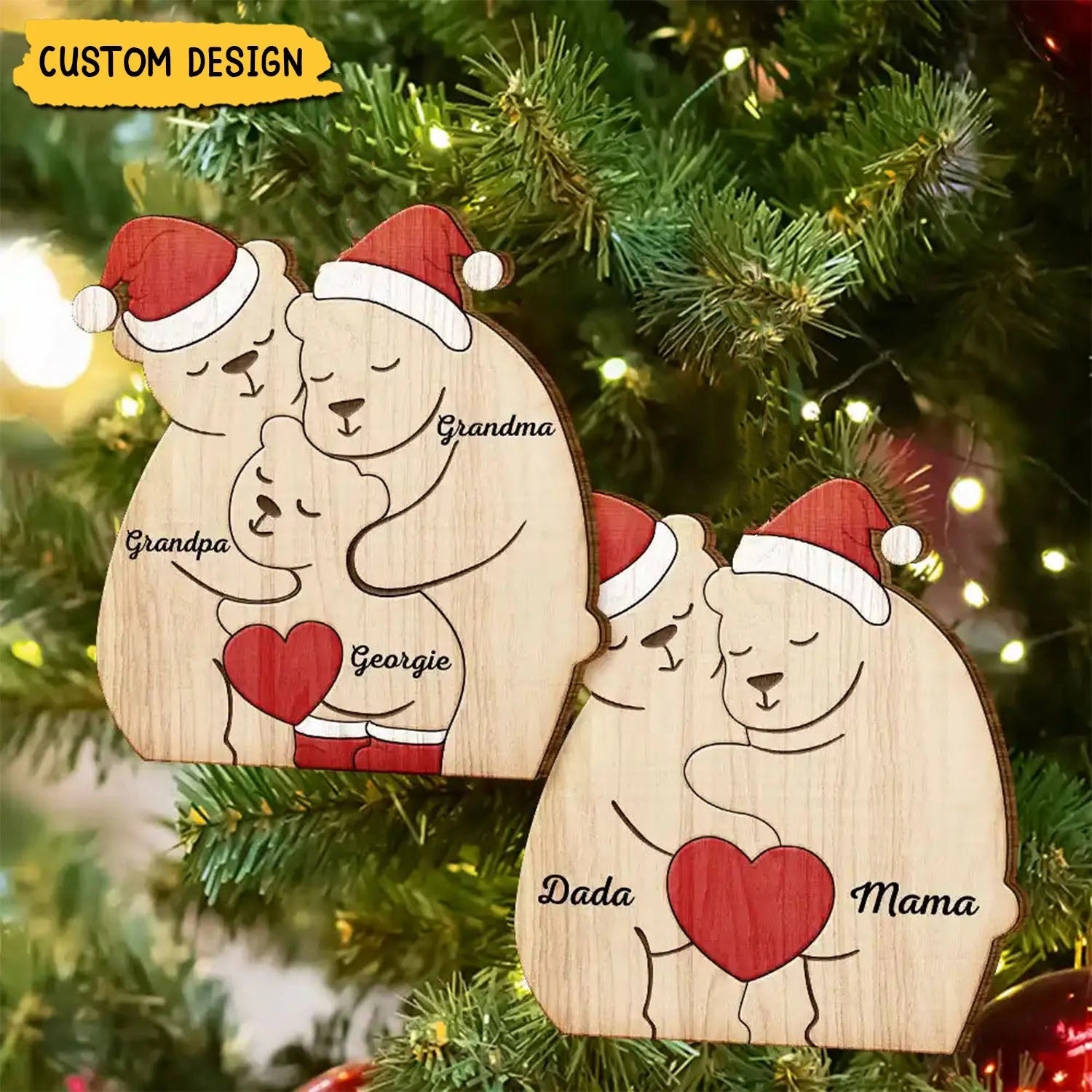 Custom Christmas Bear Family Puzzle