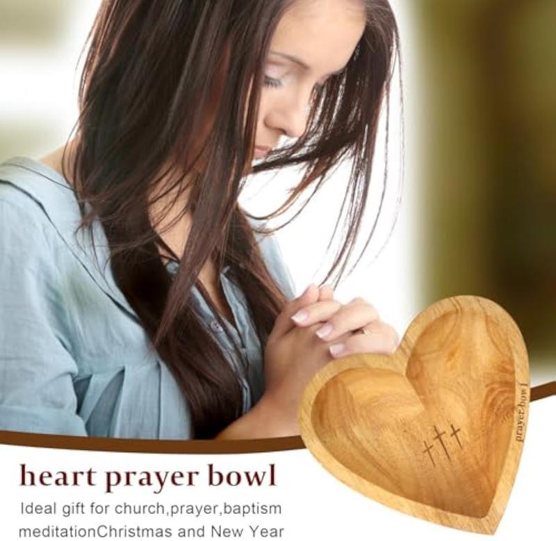 🔥Last Day 49% OFF - ✝️Inspirational❤️Handcrafted Wooden Heart Shaped Prayer Bowl Set🎁Gift for Faithful Reflection & Daily Devotion