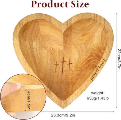 🔥Last Day 49% OFF - ✝️Inspirational❤️Handcrafted Wooden Heart Shaped Prayer Bowl Set🎁Gift for Faithful Reflection & Daily Devotion