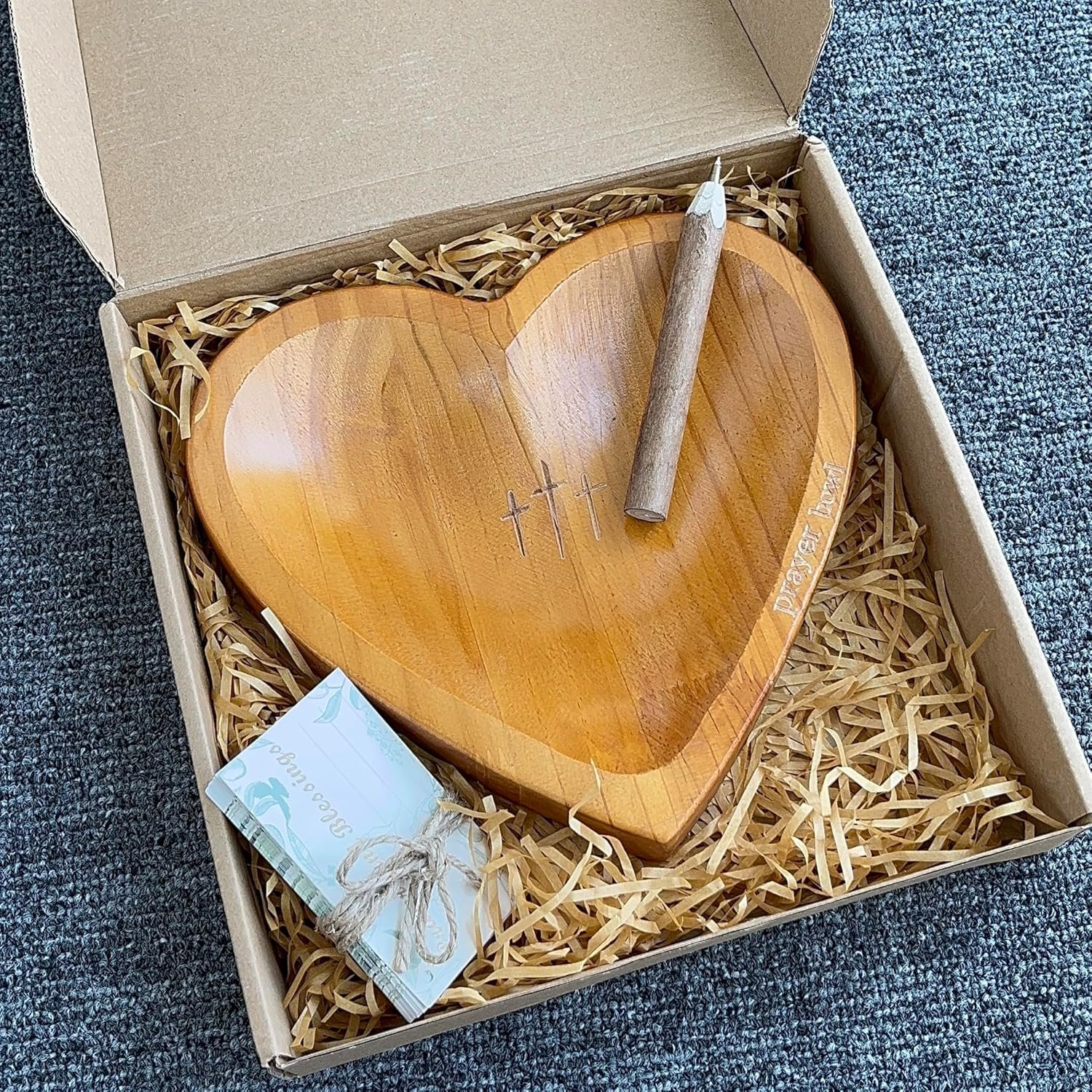 🔥Last Day 49% OFF - ✝️Inspirational❤️Handcrafted Wooden Heart Shaped Prayer Bowl Set🎁Gift for Faithful Reflection & Daily Devotion