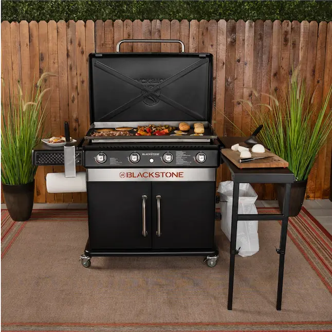 Blackstone 36" Culinary Cabinet Griddle with Side Table 4-Burner Liquid Propane Flat Top Grill