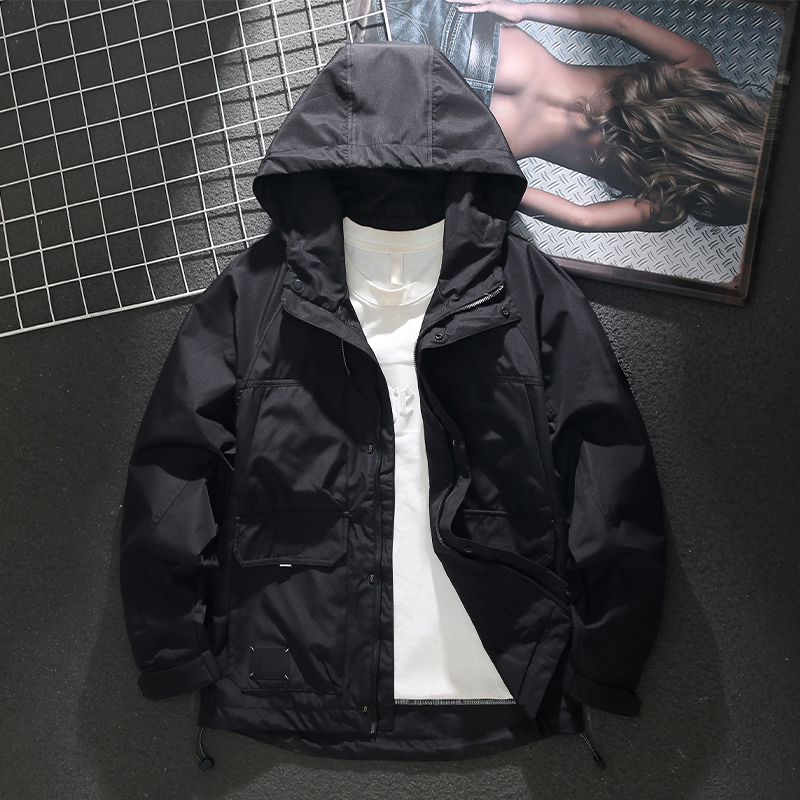 American style hooded windproof jacket loose large size