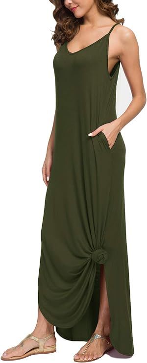 Women's Summer Casual Loose Dress Beach Cover Up Long Cami Maxi