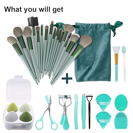 Makeup Brushes 22 Pcs Makeup Kit,Foundation Brush Eyeshadow Brush Make up Brushes Set (Green, 22 Piece Set Large)