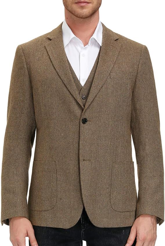Herringbone Tweed Blazer British Wool Blend Sport Coat Jacket