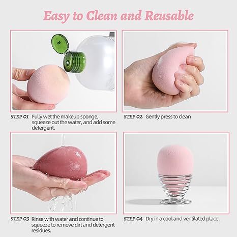 Makeup Sponge Set BS-MALL Blender Sponges 7 Pcs for Liquid, Cream, and Powder, Multi-colored with 1 Mini Makeup Sponge Pink (F-PinkGrey)